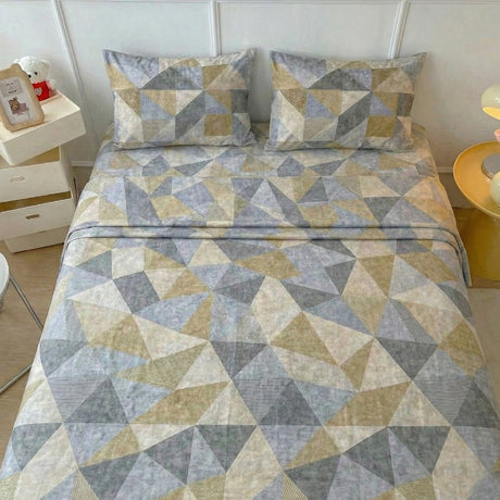 Juego de Sabanas Geo Café Print para colchón King 200 X 200 Cm 200 Hilos Con Elastico - SABANAS | Bylmo