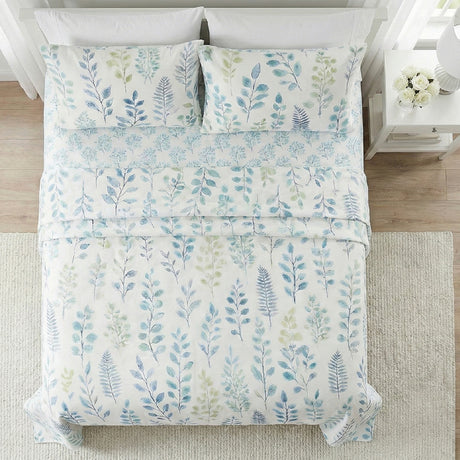 Juego de Sabanas Botanic Print Blanco para colchón King 200 X 200 Cm 200 Hilos Con Elastico - SABANAS | Bylmo