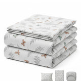 Juego de Sabanas Butterfly Print Blanco para colchón Semidoble 120 X 190 Cm 200 Hilos Con Elastico - SABANAS | Bylmo