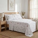 Juego de Sabanas Butterfly Print Blanco para colchón Semidoble 120 X 190 Cm 200 Hilos Con Elastico - SABANAS | Bylmo