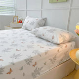 Juego de Sabanas Butterfly Print Blanco para colchón Semidoble 120 X 190 Cm 200 Hilos Con Elastico - SABANAS | Bylmo