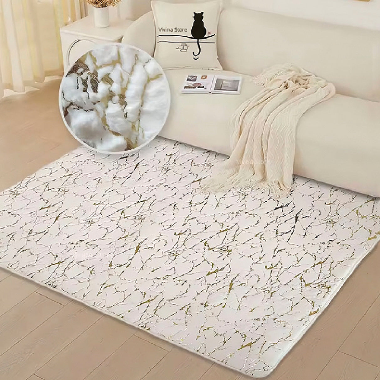 Tapete de Sala Gold Blanco 150x200cm Rectangular Muy Suave Pet Friendly - TAPETES Y ALFOMBRAS | Bylmo