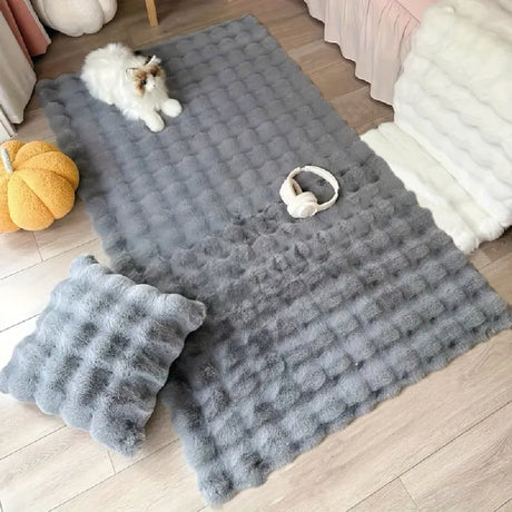 Tapete de Sala Terciopelo Gris Claro 150x200cm Rectangular Muy Suave Pet Friendly - TAPETES Y ALFOMBRAS | Bylmo