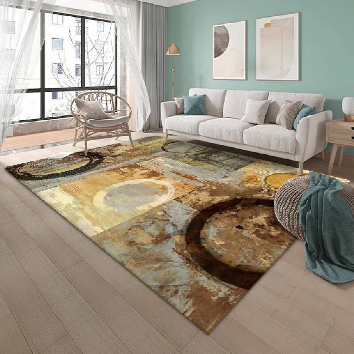 Tapete de Sala Persa Bronze Petróleo 150x180cm Rectangular Muy Suave Pet Friendly - TAPETES Y ALFOMBRAS | Bylmo