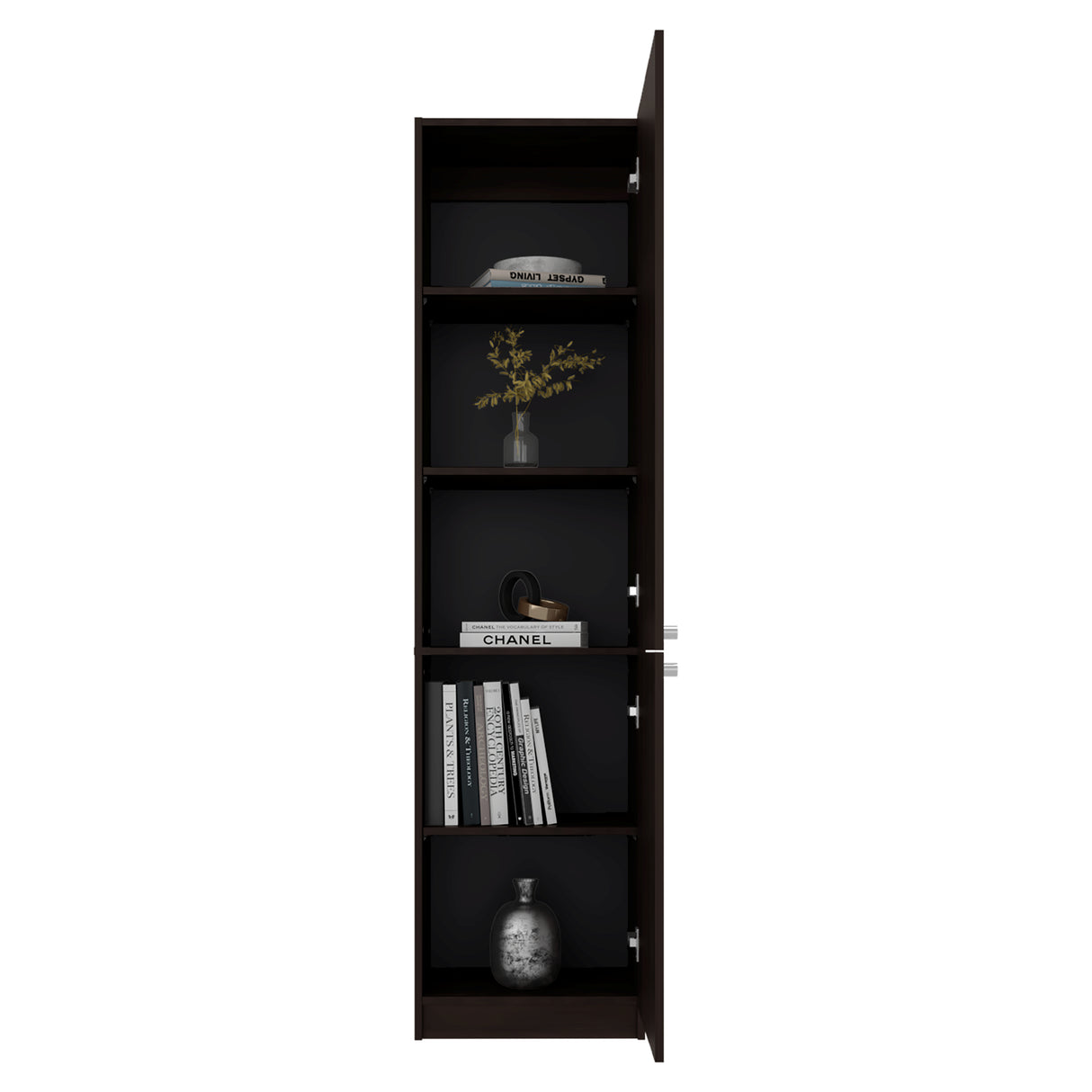 Estantería Home M5 Nogal y Negro 45x180.6cm Rectangular con Tres Entrepaños y Dos Puertas - BIBLIOTECAS Y ESTANTERIAS | Bylmo