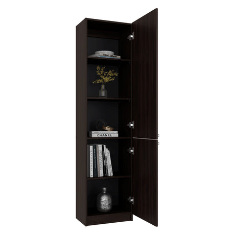 Estantería Home M5 Nogal y Negro 45x180.6cm Rectangular con Tres Entrepaños y Dos Puertas - BIBLIOTECAS Y ESTANTERIAS | Bylmo