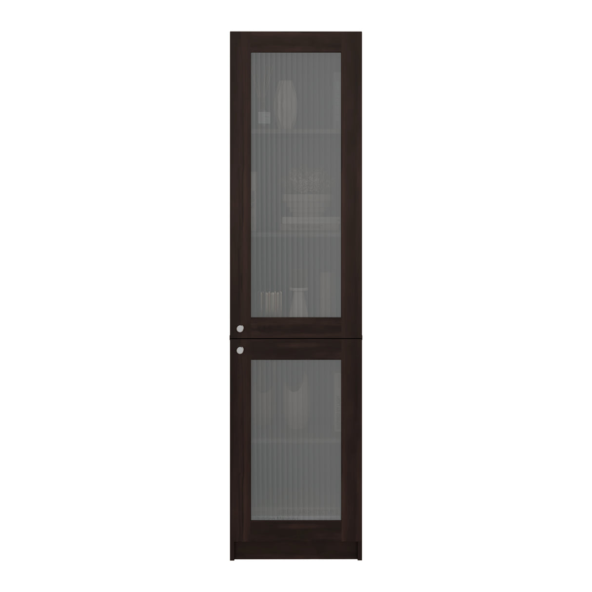 Estantería Home M6 Nogal y Negro 45x180.6cm Rectangular con Tres Entrepaños y Dos Puertas con Vidrio - BIBLIOTECAS Y ESTANTERIAS | Bylmo