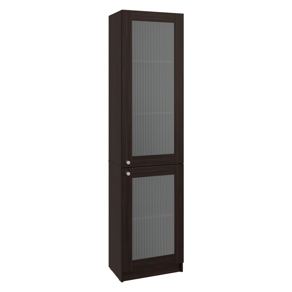 Estantería Home M6 Nogal y Negro 45x180.6cm Rectangular con Tres Entrepaños y Dos Puertas con Vidrio - BIBLIOTECAS Y ESTANTERIAS | Bylmo