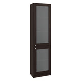 Estantería Home M6 Nogal y Negro 45x180.6cm Rectangular con Tres Entrepaños y Dos Puertas con Vidrio - BIBLIOTECAS Y ESTANTERIAS | Bylmo