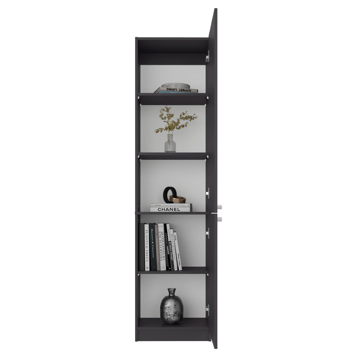 Estantería Home M5 Plomo y Blanco 45x180.6cm Rectangular con Tres Entrepaños y Dos Puertas - BIBLIOTECAS Y ESTANTERIAS | Bylmo