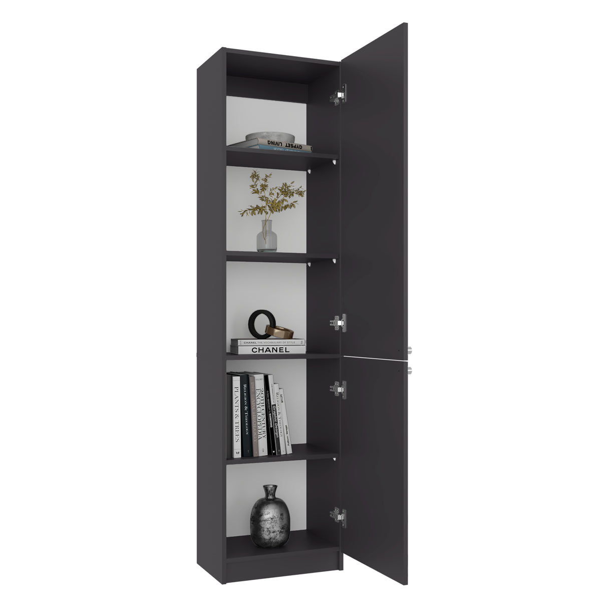 Estantería Home M5 Plomo y Blanco 45x180.6cm Rectangular con Tres Entrepaños y Dos Puertas - BIBLIOTECAS Y ESTANTERIAS | Bylmo