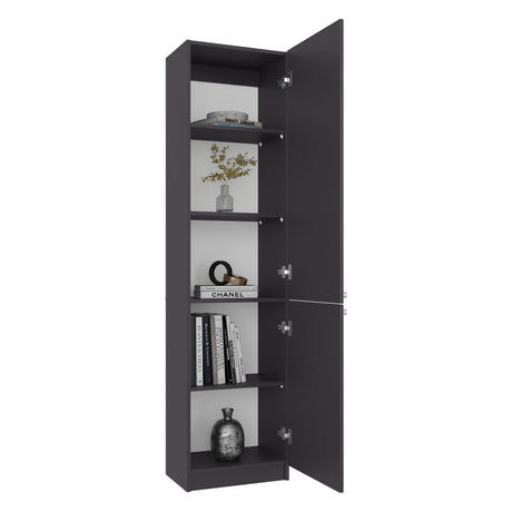 Estantería Home M5 Plomo y Blanco 45x180.6cm Rectangular con Tres Entrepaños y Dos Puertas - BIBLIOTECAS Y ESTANTERIAS | Bylmo