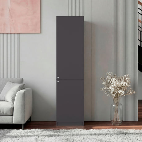 Estantería Home M5 Plomo y Blanco 45x180.6cm Rectangular con Tres Entrepaños y Dos Puertas - BIBLIOTECAS Y ESTANTERIAS | Bylmo