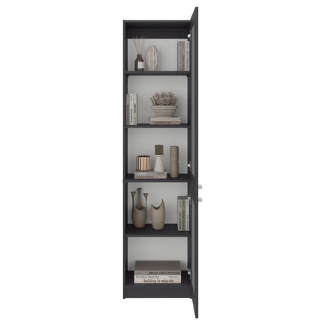 Estantería Home M6 Plomo y Blanco 45x180.6cm Rectangular con Tres Entrepaños y Dos Puertas con Vidrio - BIBLIOTECAS Y ESTANTERIAS | Bylmo
