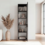 Estantería Home M6 Plomo y Blanco 45x180.6cm Rectangular con Tres Entrepaños y Dos Puertas con Vidrio - BIBLIOTECAS Y ESTANTERIAS | Bylmo