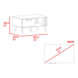 Mesa de Centro Vance Capri y Fresno Europeo 80x40cm Rectangular con Patas y Compartimiento - MESAS DE CENTRO | Bylmo