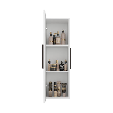 Gabinete de Baño Vanguard Blanco y Nogal 32x97.5cm Rectangular con Dos Entrepaños y Una Puerta - GABINETES DE BANHO | Bylmo