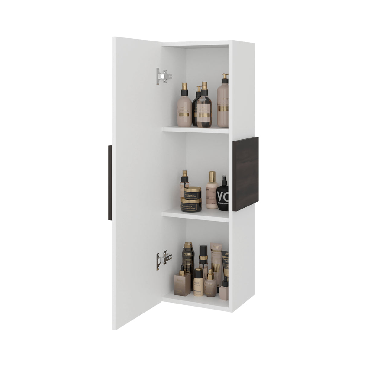 Gabinete de Baño Vanguard Blanco y Nogal 32x97.5cm Rectangular con Dos Entrepaños y Una Puerta - GABINETES DE BANHO | Bylmo