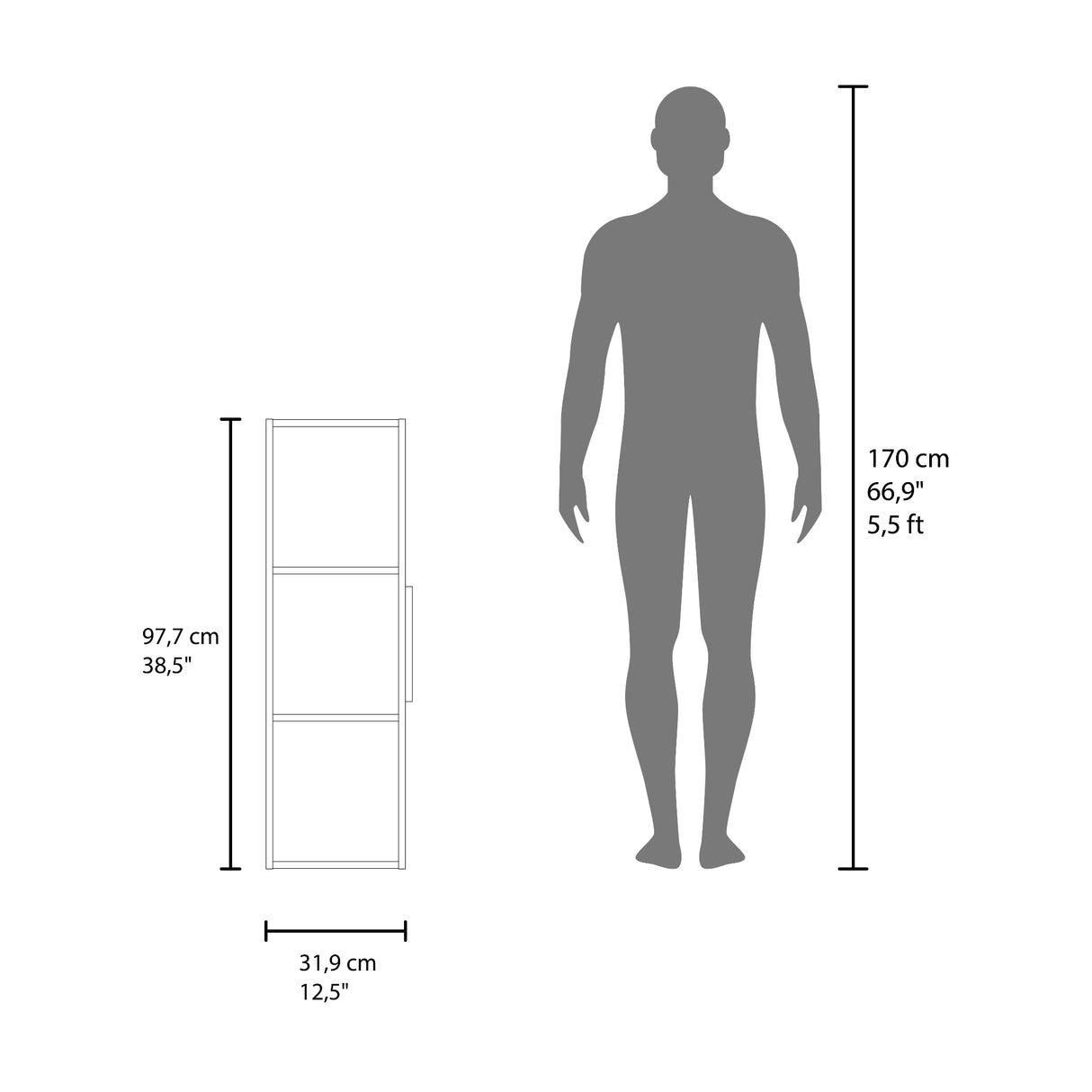 Gabinete de Baño Vanguard Blanco y Nogal 32x97.5cm Rectangular con Dos Entrepaños y Una Puerta - GABINETES DE BANHO | Bylmo