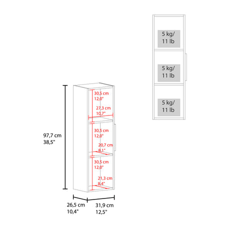 Gabinete de Baño Vanguard Blanco y Nogal 32x97.5cm Rectangular con Dos Entrepaños y Una Puerta - GABINETES DE BANHO | Bylmo