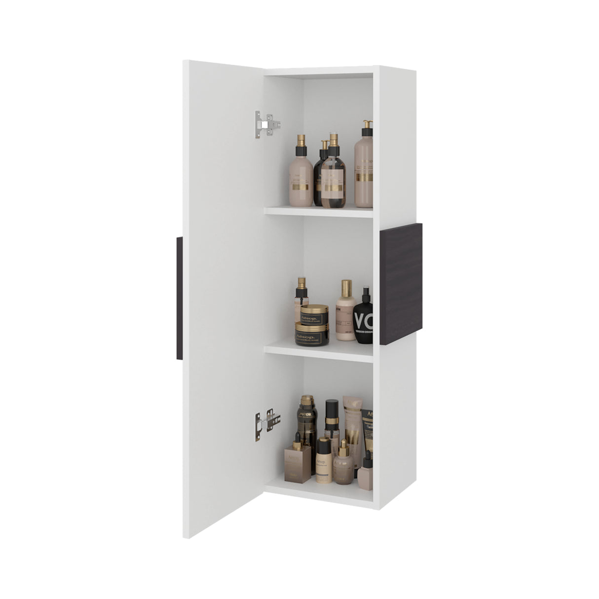 Gabinete de Baño Vanguard Blanco y Wengue 32x97.5cm Rectangular con Dos Entrepaños y Una Puerta - GABINETES DE BANHO | Bylmo
