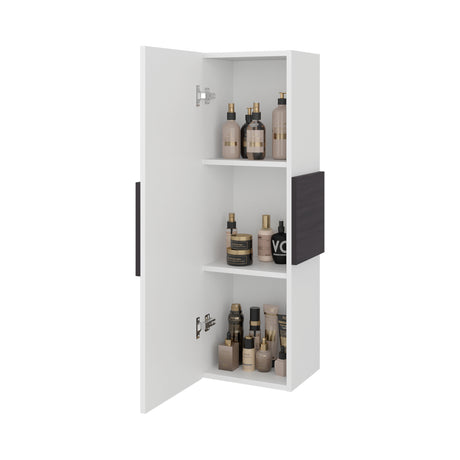 Gabinete de Baño Vanguard Blanco y Wengue 32x97.5cm Rectangular con Dos Entrepaños y Una Puerta - GABINETES DE BANHO | Bylmo