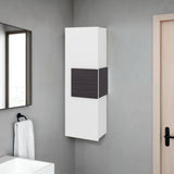 Gabinete de Baño Vanguard Blanco y Wengue 32x97.5cm Rectangular con Dos Entrepaños y Una Puerta - GABINETES DE BANHO | Bylmo