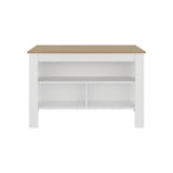 Isla de Cocina Cala Blanco y Fresno 138.3x90cm Con Tres Compartimientos y Un Entrepaño - BARRAS Y MUEBLES AUXILIARES | Bylmo