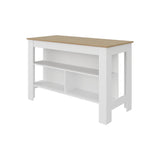 Isla de Cocina Cala Blanco y Fresno 138.3x90cm Con Tres Compartimientos y Un Entrepaño - BARRAS Y MUEBLES AUXILIARES | Bylmo