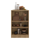 Isla de Cocina Portree Fresno 92x91.3cm Con Tres Compartimientos y Dos Entrepaños - BARRAS Y MUEBLES AUXILIARES | Bylmo