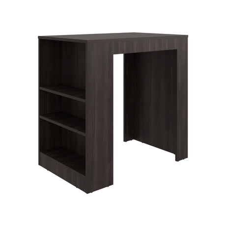 Isla de Cocina Portree Nogal 92x91.3cm Con Tres Compartimientos y Dos Entrepaños - BARRAS Y MUEBLES AUXILIARES | Bylmo