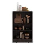 Isla de Cocina Portree Nogal 92x91.3cm Con Tres Compartimientos y Dos Entrepaños - BARRAS Y MUEBLES AUXILIARES | Bylmo