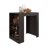Isla de Cocina Portree Nogal 92x91.3cm Con Tres Compartimientos y Dos Entrepaños - BARRAS Y MUEBLES AUXILIARES | Bylmo