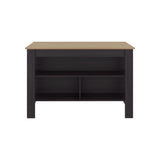 Isla de Cocina Cala Wengue y Fresno 138.3x90cm Con Tres Compartimientos y Un Entrepaño - BARRAS Y MUEBLES AUXILIARES | Bylmo