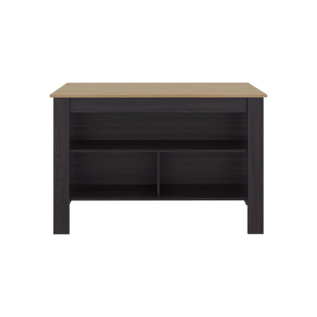 Isla de Cocina Cala Wengue y Fresno 138.3x90cm Con Tres Compartimientos y Un Entrepaño - BARRAS Y MUEBLES AUXILIARES | Bylmo