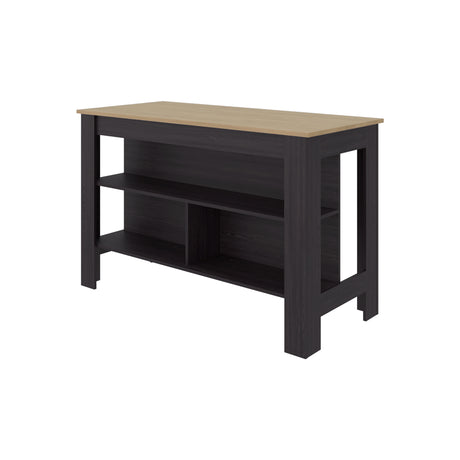 Isla de Cocina Cala Wengue y Fresno 138.3x90cm Con Tres Compartimientos y Un Entrepaño - BARRAS Y MUEBLES AUXILIARES | Bylmo