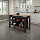 Isla de Cocina Cala Wengue y Fresno 138.3x90cm Con Tres Compartimientos y Un Entrepaño - BARRAS Y MUEBLES AUXILIARES | Bylmo