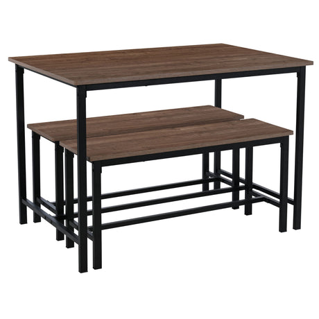 Juego de Comedor Retro Marrón 110x75cm Rectangular de Seis Puestos con Dos Bancos - COMEDORES | Bylmo