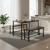 Juego de Comedor Retro Marrón 110x75cm Rectangular de Seis Puestos con Dos Bancos - COMEDORES | Bylmo