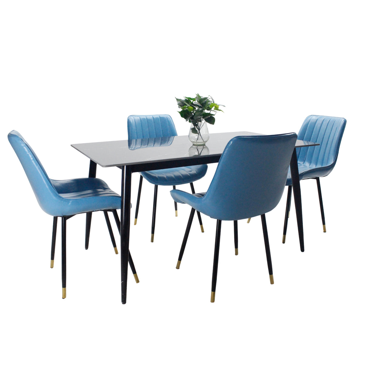 Juego de Comedor Genova Negro 140x75cm Rectangular de Cuatro Puestos con Cuatro Sillas - COMEDORES | Bylmo