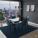 Juego de Comedor Genova Negro 140x75cm Rectangular de Cuatro Puestos con Cuatro Sillas - COMEDORES | Bylmo