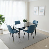 Juego de Comedor Genova Negro 140x75cm Rectangular de Cuatro Puestos con Cuatro Sillas - COMEDORES | Bylmo