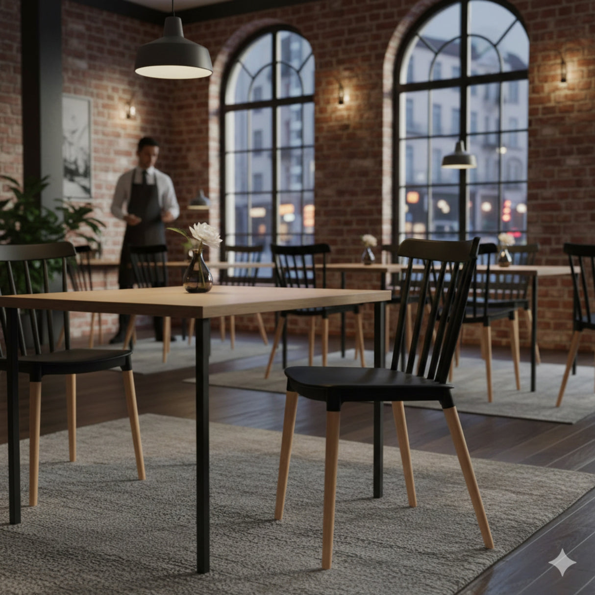 Silla de Comedor Atena Negro 43x84cm con Espaldar y Asisento Ovalado - SILLAS Y BUTACOS | Bylmo