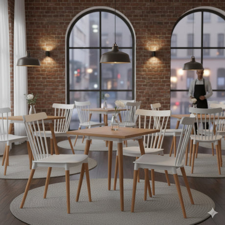 Silla de Comedor Atena Blanco 43x84cm con Espaldar y Asisento Ovalado - SILLAS Y BUTACOS | Bylmo