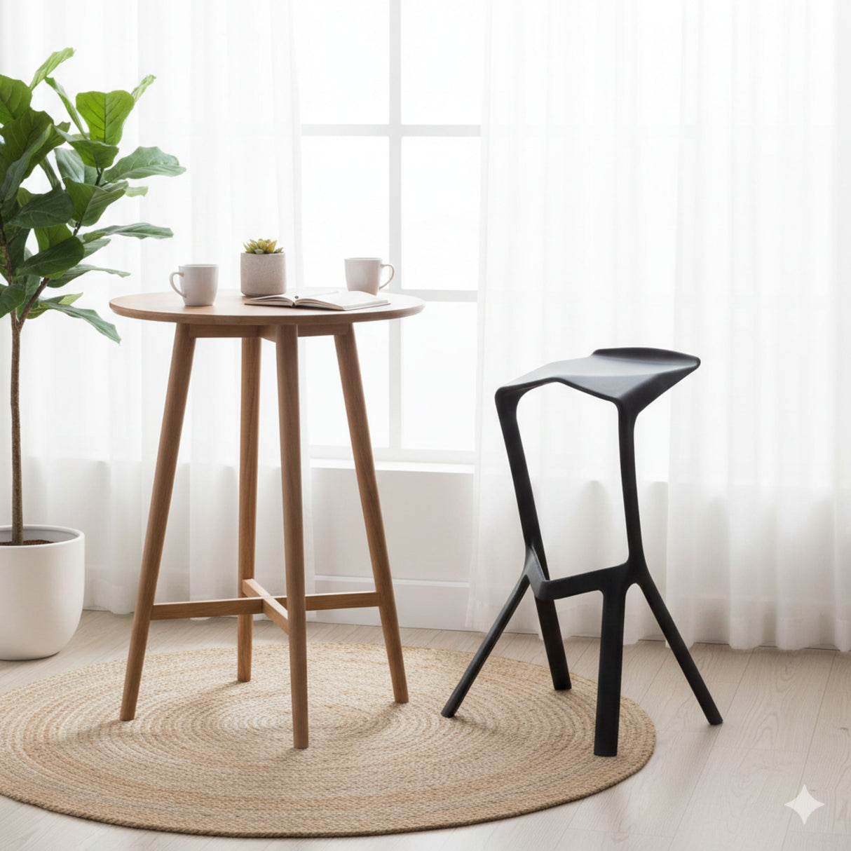 Silla Bar Pizza Negro 45x82cm sin Espaldar y Asisento Rectangular - SILLAS Y BUTACOS | Bylmo