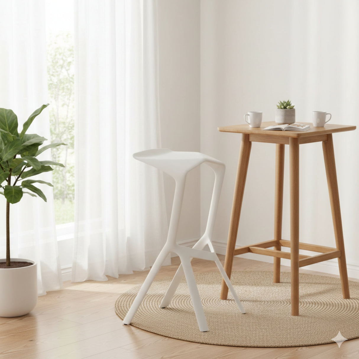 Silla Bar Pizza Blanco 45x82cm sin Espaldar y Asisento Rectangular - SILLAS Y BUTACOS | Bylmo