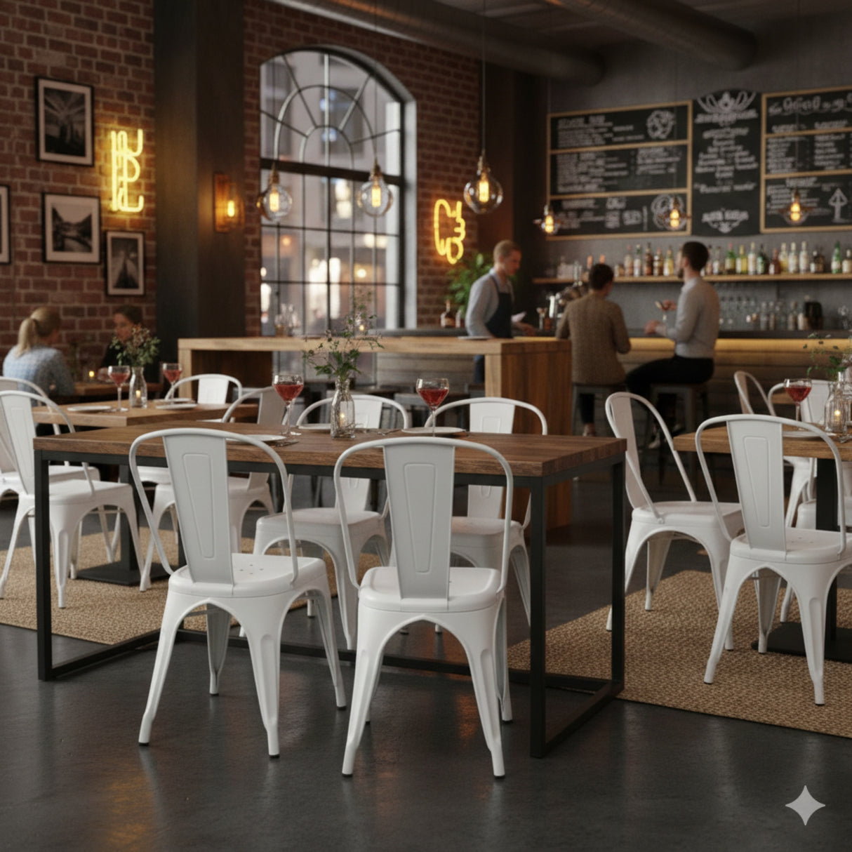 Silla para Restaurante Tolix Blanco 43x84cm con Espaldar y Asisento Ovalado - SILLAS Y BUTACOS | Bylmo