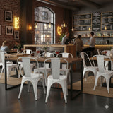 Silla para Restaurante Tolix Blanco 43x84cm con Espaldar y Asisento Ovalado - SILLAS Y BUTACOS | Bylmo