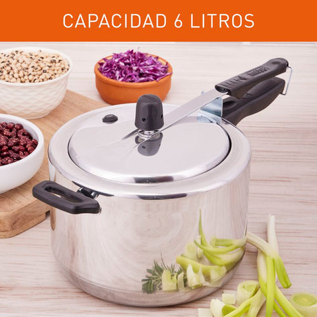 Olla a Presión Imusa Maxi Gris 42x21cm de Seis Litros con Cierre Interno - OLLAS Y SARTENES | Bylmo