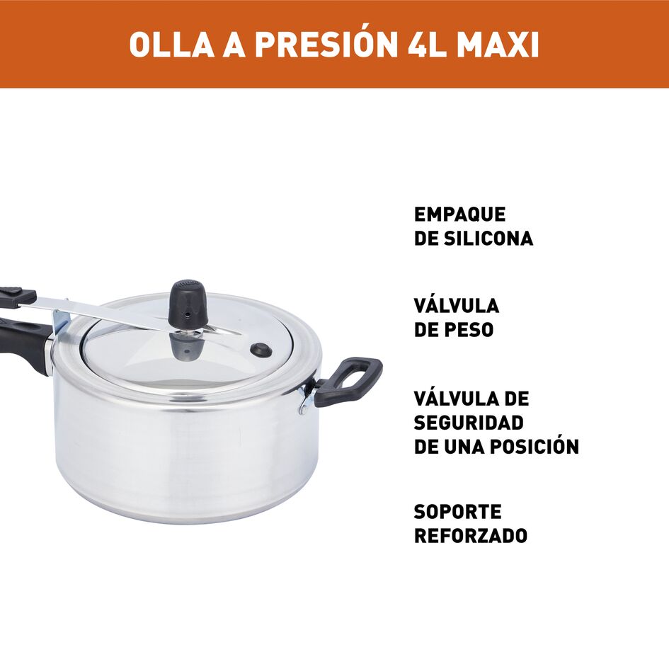 Olla a Presión Imusa Maxi Gris 39x16cm de Cuatro Litros con Cierre Interno - OLLAS Y SARTENES | Bylmo